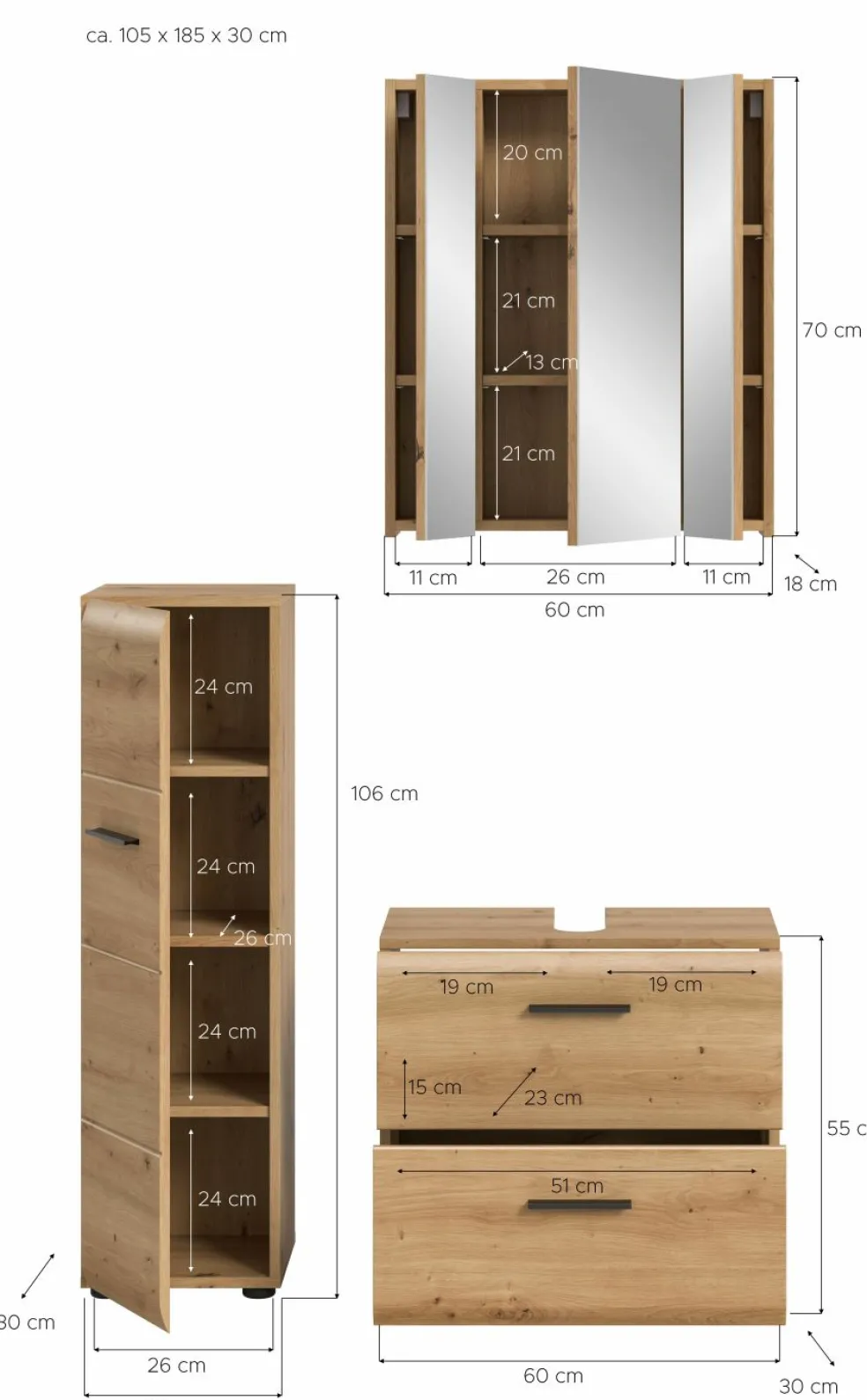 Ensemble salle de bains 3 éléments BONGA