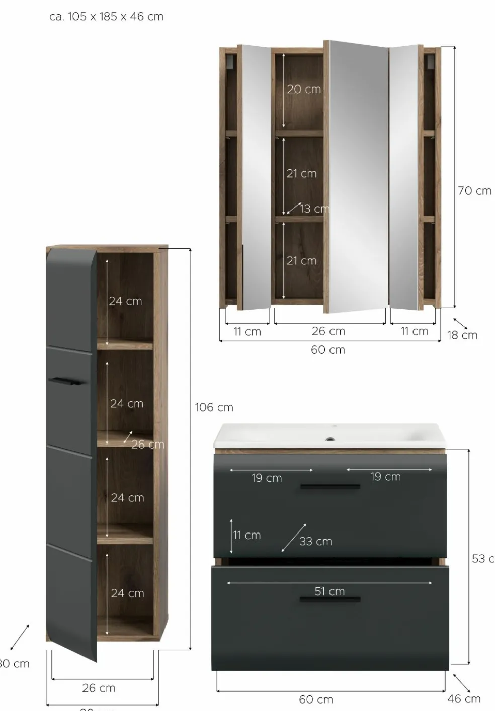 Ensemble salle de bains 3 éléments BONGA