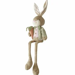 Figurine lièvre XXL assis sur un rebord avec carotte MIMI