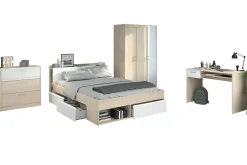 Lit 140 cm avec rangement, armoire, bureau et commode MOST 75-Parisot