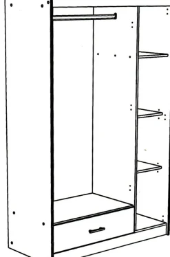 Lit 140 cm avec rangement, armoire, bureau et commode MOST 75-Parisot