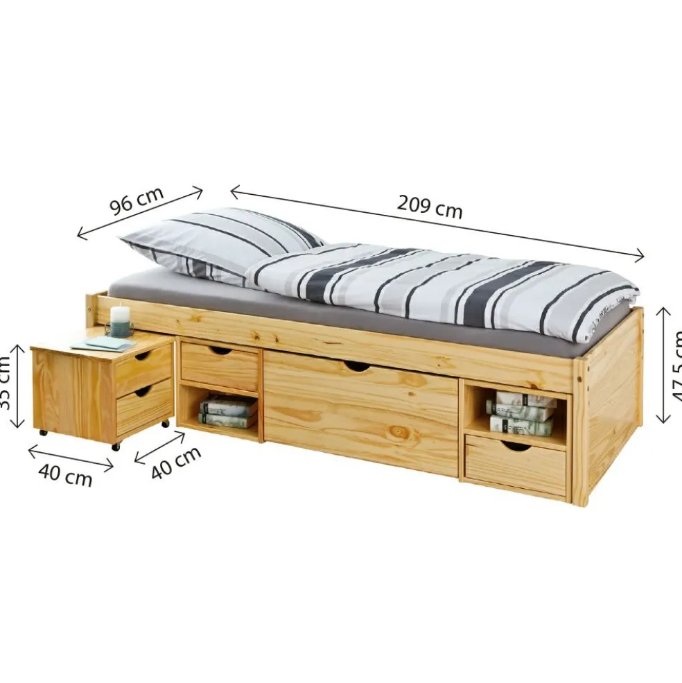 Lit avec rangement et chevet CLAAS SINGLE 90x200cm