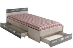 Lit d'ado 90 x 200 cm avec tiroirs FABRIC 10-Parisot Clearance