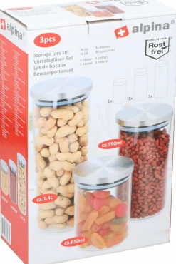 Lot de 3 bocaux en verre ALPINA