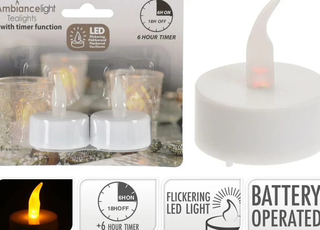 Lot de 2 bougies chauffe-plats LED-Koopman Sale