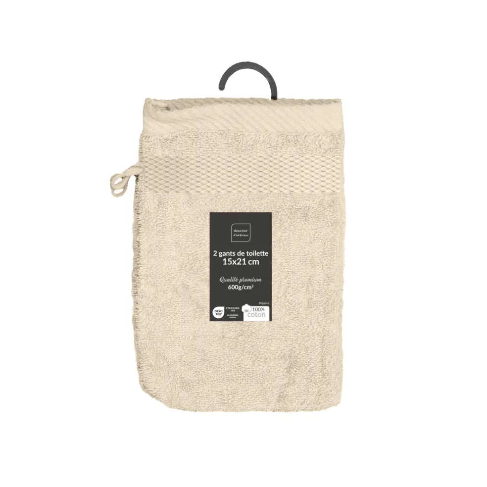 Lot de 2 gants de toilette UNI