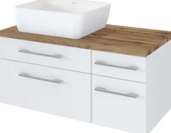 Meuble sous vasque 90 avec vasque à poser à gauche DAVOS