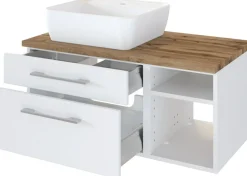 Meuble sous vasque 90 avec vasque à poser à gauche DAVOS