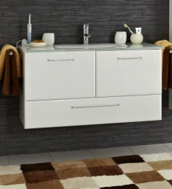 Meuble sous vasque avec plan vasque en verre FILO