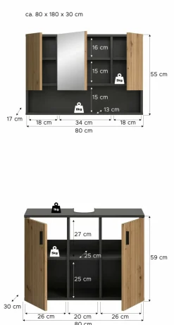 Salle de bains combinée 2 éléments MONE-Xonox Sale