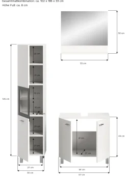 Salle de bains combinée 3 éléments SEBETA-Xonox Clearance