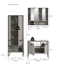 Salle de bains combinée 3 éléments BAGNO-Xonox Clearance