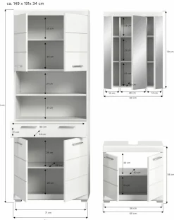 Salle de bains combinée 3 éléments SEWULA-Xonox Clearance