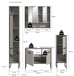Salle de bains combinée 4 éléments BAGNO-Xonox Clearance