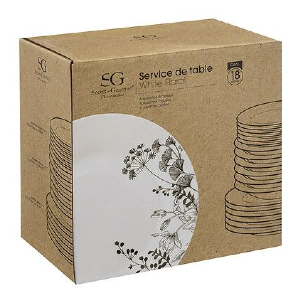 Service de table 18 pièces White Floral-JJA Hot